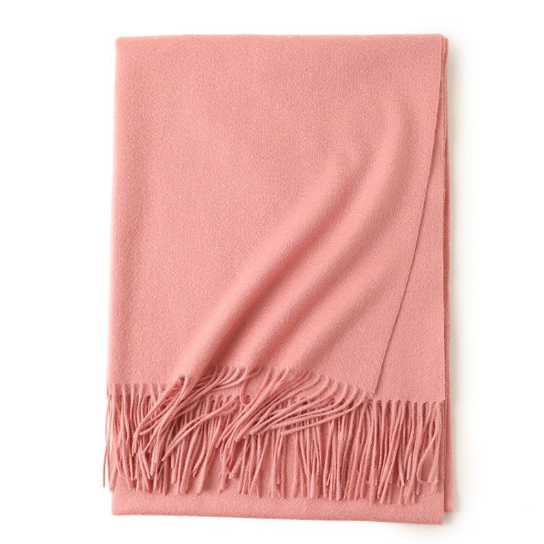 Womens Cashmere Shawl And Wraps Large Cashmere Scarf With Fringe Pink - 2 XL