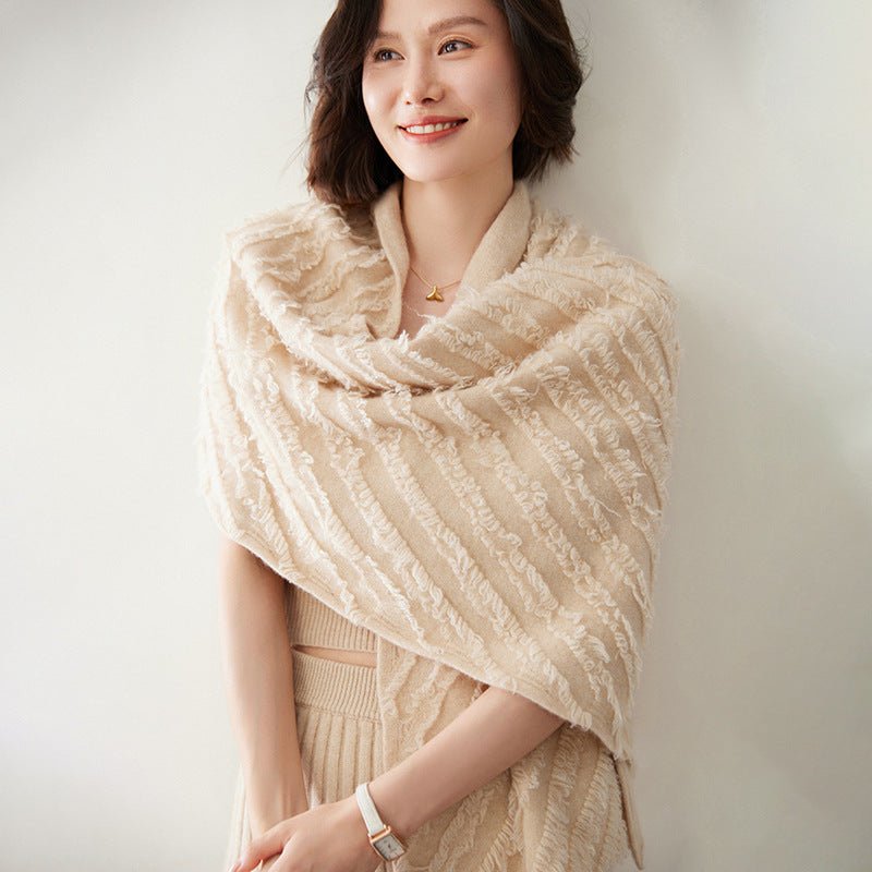 Women's Cashmere Shawl With Tassels Solid Cashmere Scarf