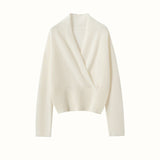 Womens Cashmere Sweater V Neck Cashmere Knit Pullover Cashmere Wrap Ivory XS