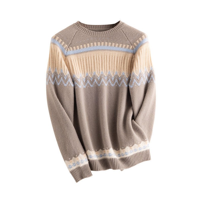 Womens Crew Neck Cashmere Sweater Knitted Mixed Cashmere Pullover