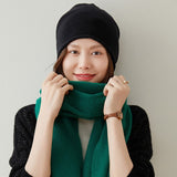 Women's Curled - Up Edge Cashmere Hats Solid Beanie Hat