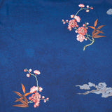womens floral pure Silk Kimono Robes 100% Mulberry Silk Bathrobe Navy Blue One size fits most