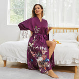 Women's Floral Pure Silk Kimono Robes Mulberry Silk Robes