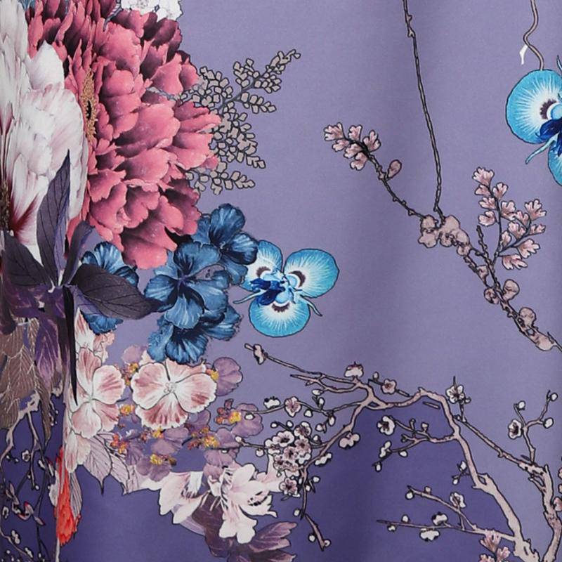 Women's Full Length Floral Print Silk Kimono Robes