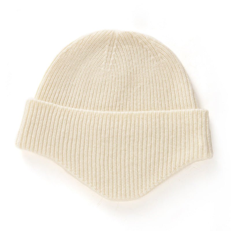 Womens Folded Brim Cashmere Hat Ribbed Cashmere Hat