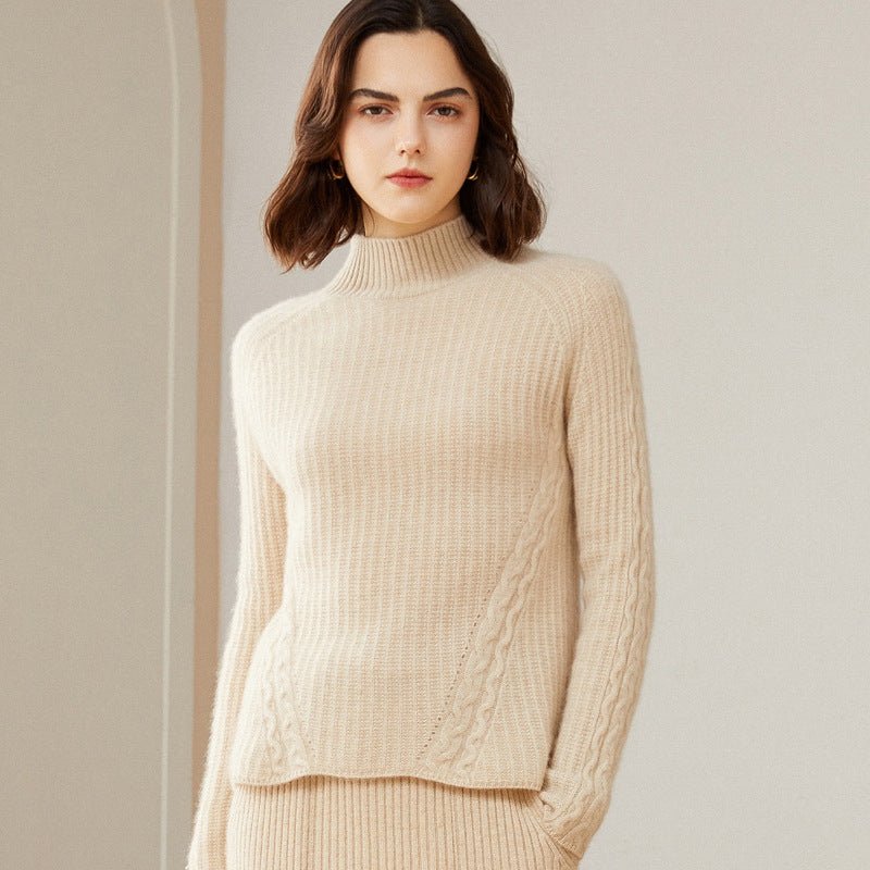 Womens Textured Mock Neck Cashmere Sweater Cashmere Pullover