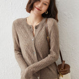 Womens Lace Knit Cashmere Cardigan Button - Down Cashmere Coat