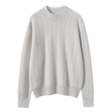 Womens Long Sleeve Pure Cashmere Sweater Crew Neck Cashmere Knit Pullover White XS