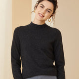 Womens Long Sleeves Cashmere Mock Neck Cashmere Sweater