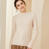 Womens Mock Neck Cashmere Sweater Cable - Knit Cashmere Pullover