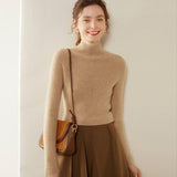 Womens Mock Neck Cashmere Sweater Cashmere Pullover Multi Colors Camel XS