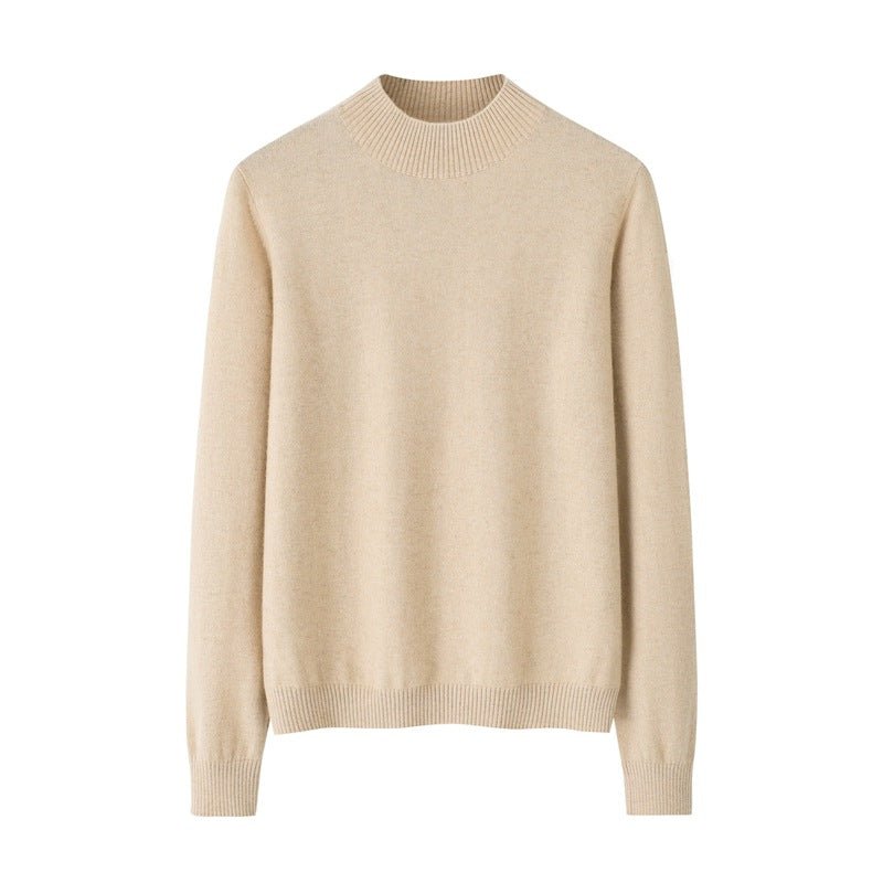 Womens Mock Neck Cashmere Sweater Long Sleeve Cashmere Knit Pullover Beige XS