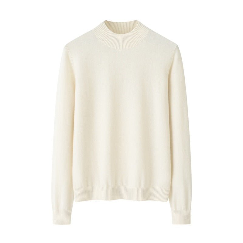 Womens Mock Neck Cashmere Sweater Long Sleeve Cashmere Knit Pullover Ivory XS