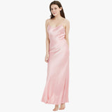 Womens Pure Silk Maxi Dress Long Strap Party Dresses
