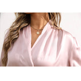 Womens Silk Blouse 100% Long Sleeves Silk Wrap Blouse