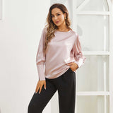 Women's Silk Blouse Work Round Neck Dressy Silk Shirts