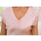 Womens Silk Nightgown Cap Sleeve Pure V Neck Silk Nightdress