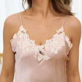 Womens Silk Dress V Neck 100% Mulberry Silk Lace Nightgown