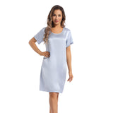 Women's Silk Nightgown Short Sleeve Round Neck Silk Nightdress
