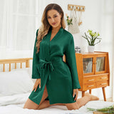 Womens Silk Robes 100% Mulberry Pure Silk Robe For Bridesmaids