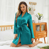 Womens Silk Robes 100% Mulberry Pure Silk Robe For Bridesmaids