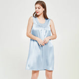 Women's Sleeveless Silk Nightdress Round Neck Silk Nightwear