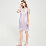 Women's Sleeveless Silk Nightdress Round Neck Silk Nightwear