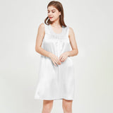 Women's Sleeveless Silk Nightdress Round Neck Silk Nightwear