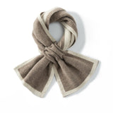 Womens Small Crossed Cashmere Scarf Double Layer Trimming Cashmere Neckerchief