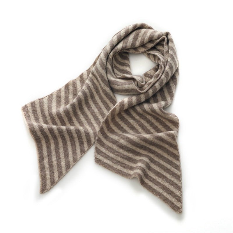 Womens Striped Cashmere Scarf Cashmere Knit Wrap Diagonal Stripe