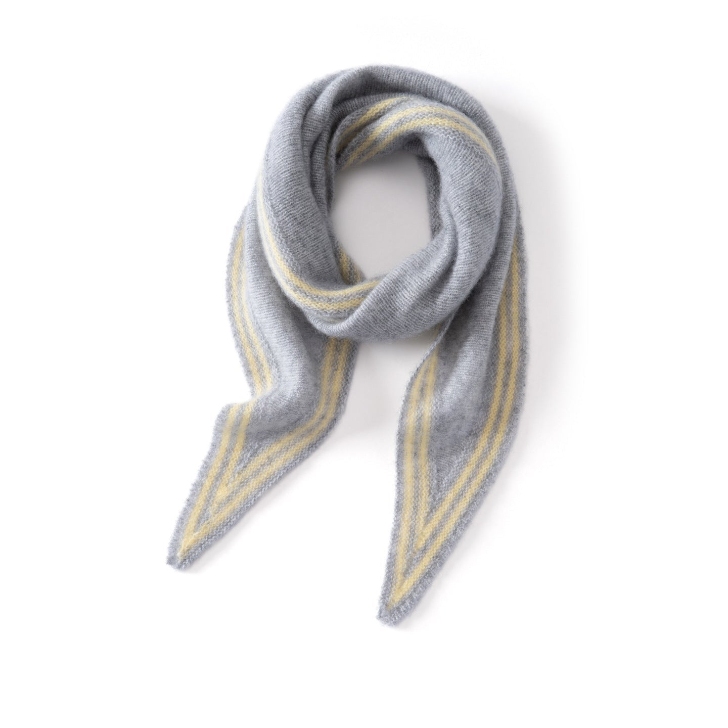 Womens Striped Cashmere Triangle Scarf Soft Knit Cashmere Neck Scarf Gray S