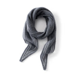 Womens Striped Cashmere Triangle Scarf Soft Knit Cashmere Neck Scarf Dark Gray S