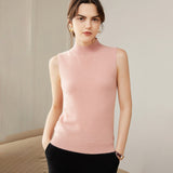 Womens Cashmere Sleeveless Mock Neck Sweater Cashmere Tank