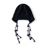 Womens Tassel Tie Cashmere Knit Hat Cashmere Beanie Dangling Ties