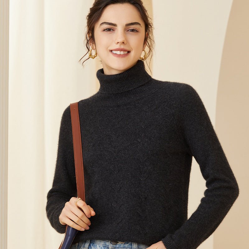 Womens Turtleneck Cashmere Sweater Long Sleeve Warm Cashmere Pullover