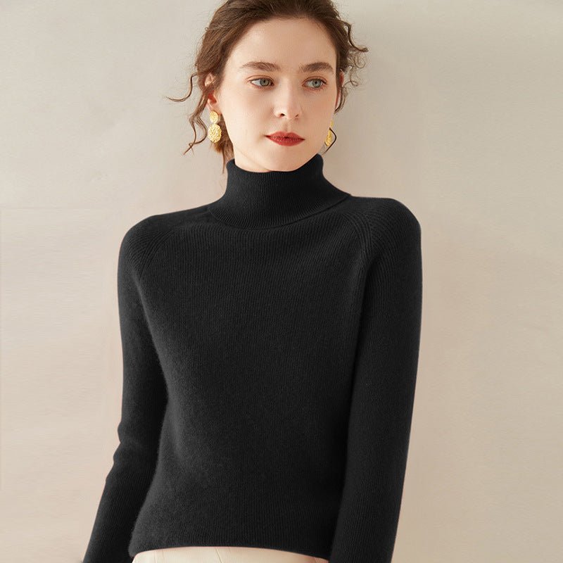 Womens Turtleneck Cashmere Sweater Long Sleeve Cashmere Tops Multi Colors Black XS