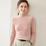 Womens Turtleneck Cashmere Sweater Long Sleeve Cashmere Tops Multi Colors Light Pink XS