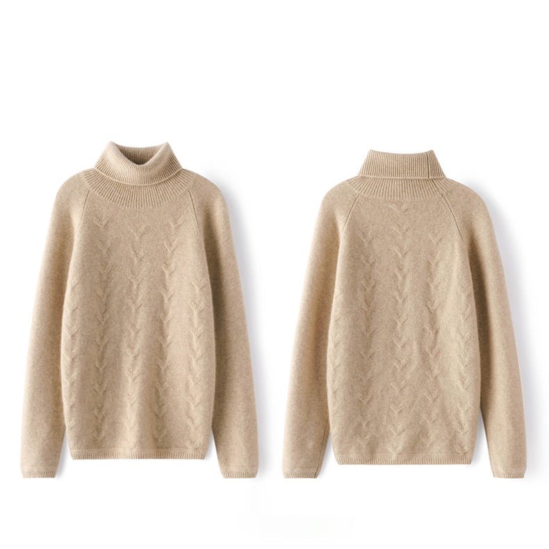 Womens Cashmere Turtleneck Sweater Long Sleeve Folding Collar Sweater