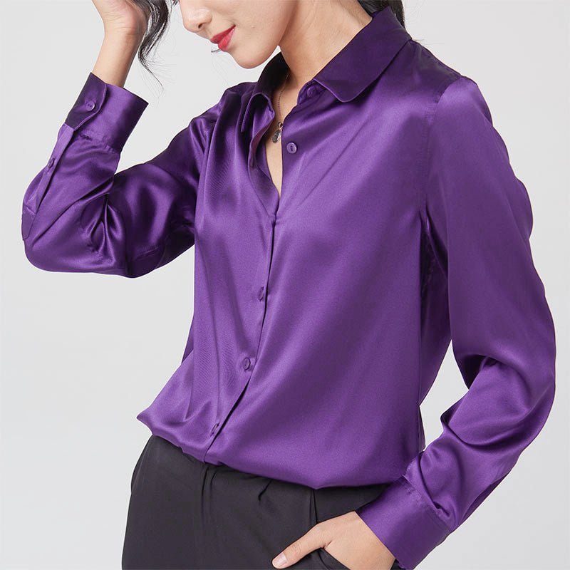 Blusa de seda violeta