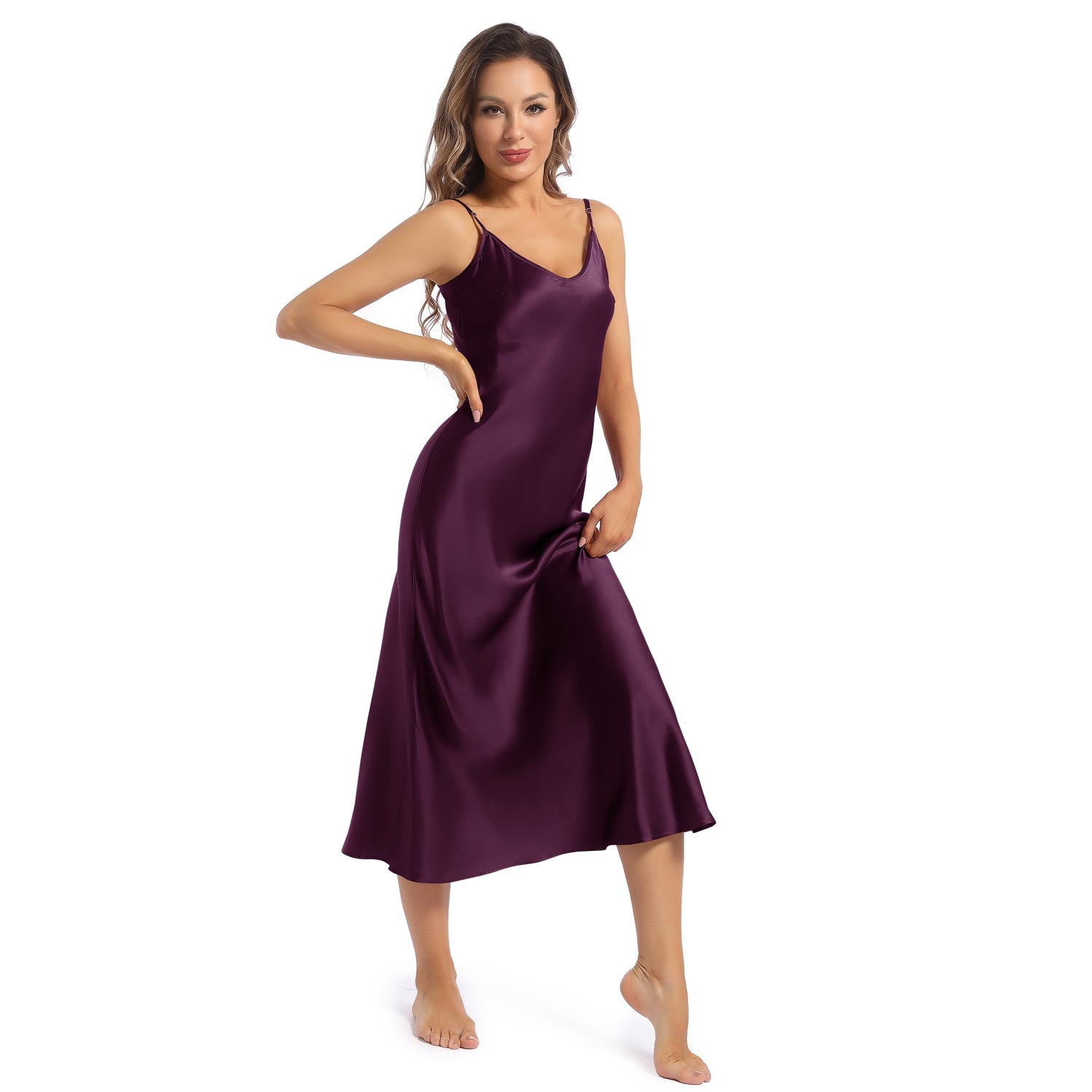 Vestido de seda morado