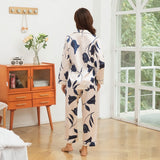 Women's Silk Pajamas Set Floral Print Button-Up Silk Sleepwear