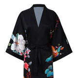 Ladies' Mulberry Silk Kimono Robe Delicate Hand Painted Cherry Blossom Elegant Nightwear - slipintosoft