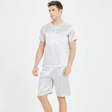 Mens Short Silk Pajama Set  Summer Silk Nightwear -  slipintosoft