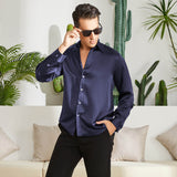 Mulberry Men's Silk Shirt Casual Long Sleeve Silk Shirts - slipintosoft