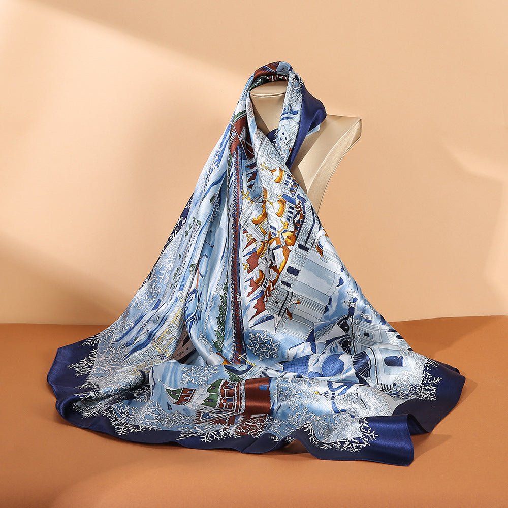 100% Mulberry Silk Scarf-Printed for women - slipintosoft