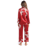 Conjunto de pijamas de seda para mujer Conjunto de ropa de dormir de seda magnífico estampado para mujer