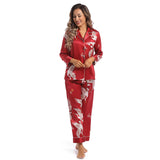 Conjunto de pijamas de seda para mujer Conjunto de ropa de dormir de seda magnífico estampado para mujer