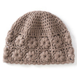 Womens Flower Knit Cashmere Beanie Hat Textured Floral Cashmere Hat