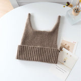 Baby Ribbed Cashmere Beanie with Playful Ears Cashmere Hats For Kids