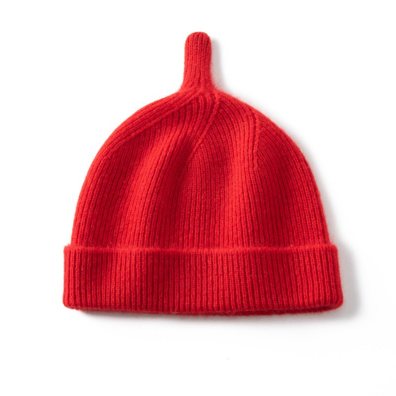 Baby Ribbed Knitted Cashmere Beanie Cute Cashmere Hats for Kids Multi Colors - slipintosoft